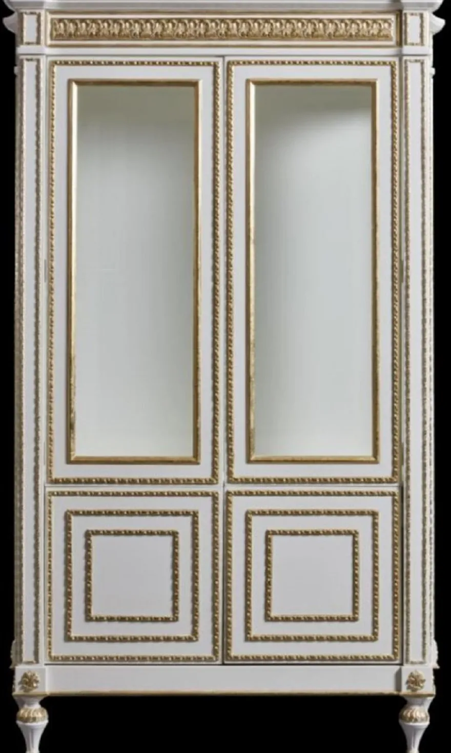 Casa Padrino Luxus Barock Vitrine Weiß / Gold - Prunkvoller Massivholz Vitrinenschrank mit 4 Türen - Luxus Möbel im Barockstil - Barock Möbel - Edel & Prunkvoll