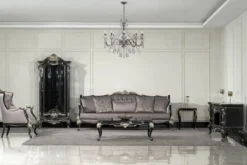 Casa Padrino Luxus Barock Vitrine Schwarz / Silber - Prunkvoller Massivholz Vitrinenschrank mit Glastür - Handgefertigte Barock Möbel - Edel & Prunkvoll