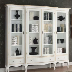 Casa Padrino Luxus Barock Vitrine Weiß / Gold 237 cm - Barock Möbel - Made in Italy