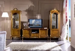 Casa Padrino Luxus Barock Vitrine Braun / Gold - Handgefertigter Massivholz Vitrinenschrank mit Tür - Prunkvolle Barock Möbel - Luxus Qualität - Made in Italy