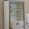Casa Padrino Luxus Barock Vitrine Weiß / Silber 111 x 49 x H. 193 cm - Edler Massivholz Vitrinenschrank mit 4 Türen - Barock Möbel