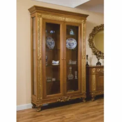 Casa Padrino Luxus Barock Vitrine Braun / Gold 122,5 x H. 218,5 cm - Barock Möbel