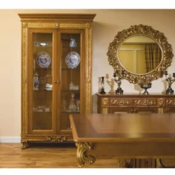 Casa Padrino Luxus Barock Vitrine Braun / Gold 122,5 x H. 218,5 cm - Barock Möbel