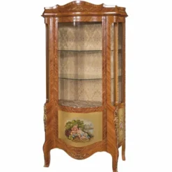 Casa Padrino Luxus Barock Vitrine Braun / Gold / Messing H. 200 cm - Made in Italy