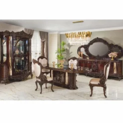 Casa Padrino Luxus Barock Vitrine Dunkelbraun / Gold 180 x H. 245 cm - Prunkvoller Massivholz Vitrinenschrank - Barock Möbel