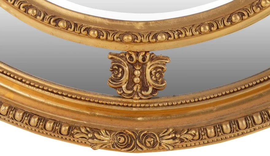 Casa Padrino Luxus Barock Wandspiegel Oval Gold 120 cm - Massiv und Schwer - Goldener Spiegel