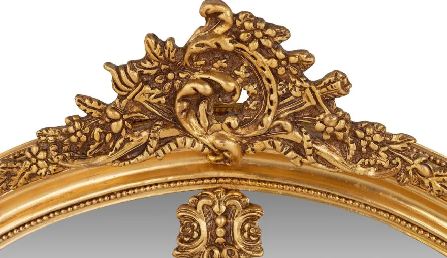 Casa Padrino Luxus Barock Wandspiegel Oval Gold 120 cm - Massiv und Schwer - Goldener Spiegel