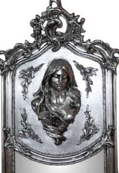 Casa Padrino Luxus Barock Wandspiegel Madonna Silber 175 x 55 cm - Massiv und Schwerer Antik Stil Spiegel