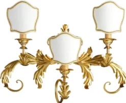 Casa Padrino Luxus Barock Wandleuchte Gold / Weiß 55 x 17 x H. 42 cm - Handgefertigte Metall Wandlampe mit Lampenschirmen - Barock Wandleuchten
