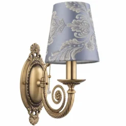Casa Padrino Luxus Barock Wandleuchte Messing mit Patina / Lila / Grau H. 36,5 cm