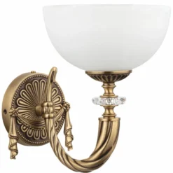 Casa Padrino Luxus Barock Wandleuchte Messing mit Patina / Weiß H. 26 cm - Barock Leuchten