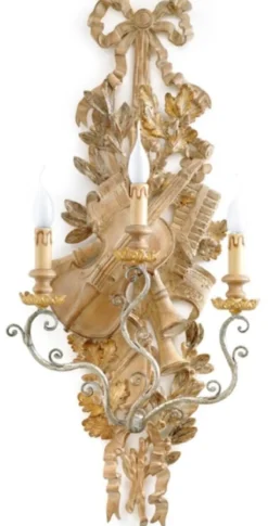 Casa Padrino Luxus Barock Wandleuchte Naturfarben / Antik Silber 41 x 19 x H. 95 cm - Prunkvolle Wandlampe im Barockstil - Barock Leuchten - Luxus Qualität - Made in Italy