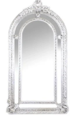Casa Padrino Luxus Barock Wandspiegel Versailles Silber 210 x 115 cm - Massiver, schwerer Wandspiegel im Barockstil