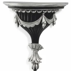 Casa Padrino Luxus Barock Wandkonsole Antik Silber / Schwarz H. 38 cm - Made in Italy