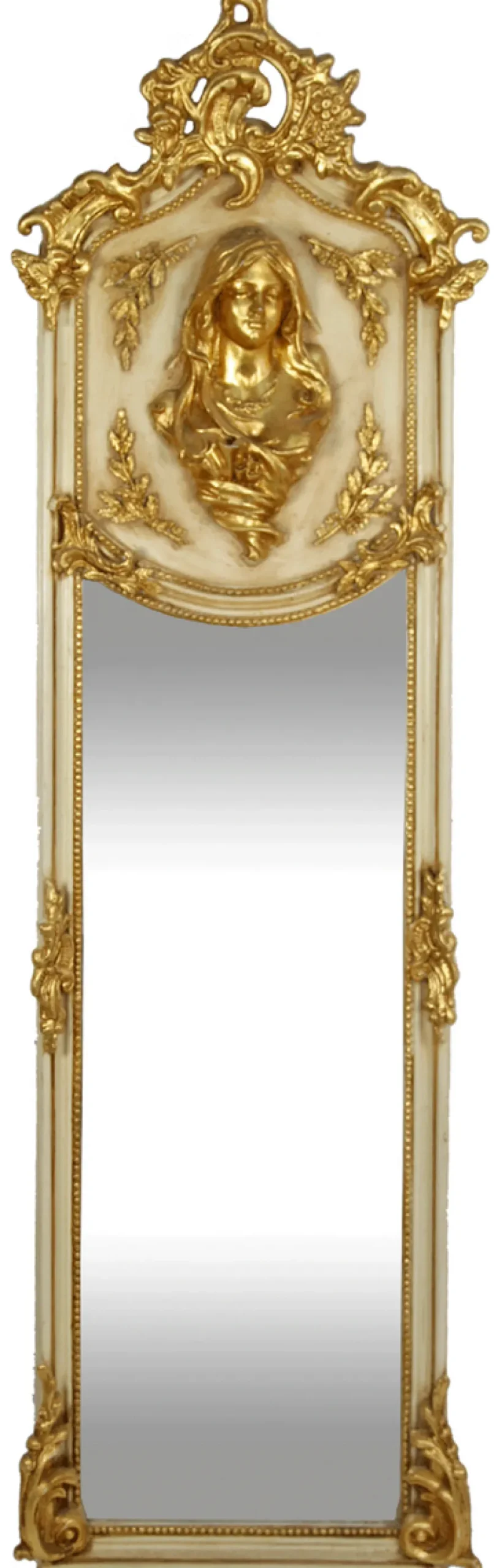 Casa Padrino Luxus Barock Wandspiegel Madonna Creme / Gold 55 x H. 175 cm - Massiv und Schwer - Antik Stil Spiegel