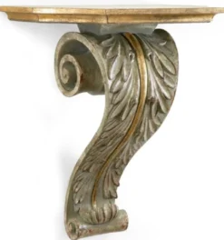 Casa Padrino Luxus Barock Wandkonsole Antik Silbergrau / Antik Gold - Prunkvolle Massivholz Wanddeko Konsole im Barockstil - Barock Wanddeko - Barock Möbel - Luxus Qualität - Made in Italy