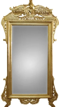 Casa Padrino Luxus Barock Wandspiegel in Gold - Prunkvoller Wandspiegel aus Massivholz, 110 x H. 210 cm