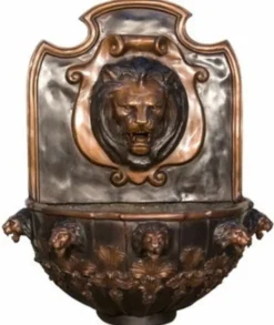 Casa Padrino Luxus Barock Wandbrunnen Löwe 79 x 46 x H. 91 cm - Prunkvoller Bronze Brunnen - Barock Garten & Terrassen Accessoires