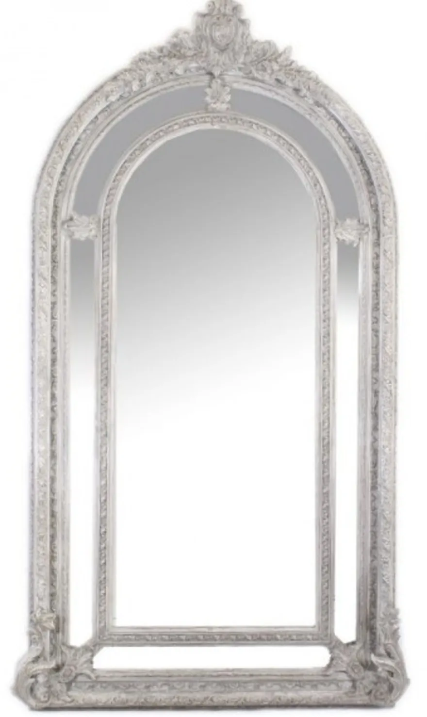 Casa Padrino Luxus Barock Wandspiegel Versailles Antik-Silber, 210 x 115 cm, massiv und schwerer Wandspiegel