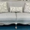 Casa Padrino Luxus Barock Wohnzimmer Sofa Grau / Silber 217 cm - Barock Wohnzimmer Möbel