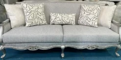 Casa Padrino Luxus Barock Wohnzimmer Sofa Grau / Silber 217 cm - Barock Wohnzimmer Möbel