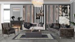 Casa Padrino Luxus Barock Wohnzimmer Sessel Schwarz / Gold / Grau - Handgefertigter Barockstil Sessel mit elegantem Muster - Barock Wohnzimmer Möbel