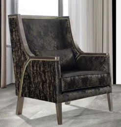 Casa Padrino Luxus Barock Wohnzimmer Sessel Schwarz / Gold / Grau - Handgefertigter Barockstil Sessel mit elegantem Muster - Barock Wohnzimmer Möbel