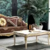 Casa Padrino Luxus Barock Wohnzimmer Set Bordeauxrot / Grau / Weiß / Gold - 2 Sofas mit Muster & 2 Sessel mit Muster & 1 Couchtisch - Prunkvolle Barock Wohnzimmer Möbel