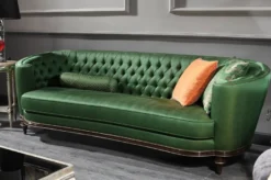 Casa Padrino Luxus Barock Wohnzimmer Set Lila / Grün / Silber - 2 Sofas & 2 Sessel & 1 Couchtisch - Handgefertigte Wohnzimmer Möbel im Barockstil - Edel & Prunkvoll