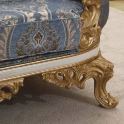 Casa Padrino Luxus Barock Wohnzimmer Set Blau / Weiß / Gold - Barock Möbel