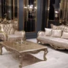 Casa Padrino Luxus Barock Wohnzimmer Set Rosa / Silber / Antik Silber - 2 Barock Sofas mit Muster & 2 Barock Sessel mit Muster & 1 Barock Couchtisch - Barock Wohnzimmer Möbel