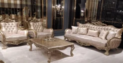 Casa Padrino Luxus Barock Wohnzimmer Set Rosa / Silber / Antik Silber - 2 Barock Sofas mit Muster & 2 Barock Sessel mit Muster & 1 Barock Couchtisch - Barock Wohnzimmer Möbel