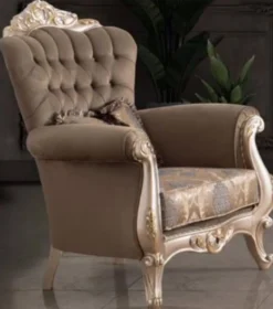 Casa Padrino Luxus Barock Wohnzimmer Set Taupe / Bronze / Gold - 2 Sofas & 2 Sessel & 1 Couchtisch - Wohnzimmer Möbel im Barockstil - Edel & Prunkvoll
