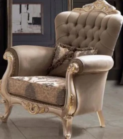 Casa Padrino Luxus Barock Wohnzimmer Set Taupe / Bronze / Gold - 2 Sofas & 2 Sessel & 1 Couchtisch - Wohnzimmer Möbel im Barockstil - Edel & Prunkvoll