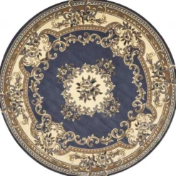 Casa Padrino Luxus Barock Wohnzimmer Teppich Blau / Creme / Braun Ø 400 cm