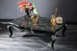 Casa Padrino Luxus Barock Wohnzimmertisch Schwarz / Grün / Gold 138 x 95 x H. 45 cm - Barock Couchtisch