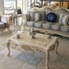 Casa Padrino Luxus Barock Wohnzimmer Set Grau / Blau / Weiß / Gold - 2 Sofas & 2 Sessel & 1 Couchtisch - Wohnzimmer Möbel im Barockstil - Edel & Prunkvoll