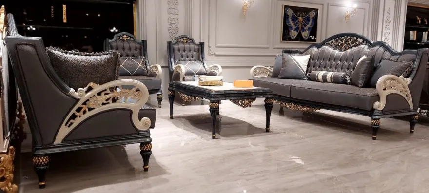 Casa Padrino Luxus Barock Wohnzimmer Sessel Grau / Weiß / Gold - Barock Wohnzimmer Möbel
