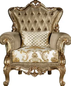 Casa Padrino Luxus Barock Wohnzimmer Sessel mit dekorativem Kissen Gold / Weiß 98 x 90 x H. 117 cm - Prunkvolle Barock Möbel