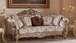 Casa Padrino Luxus Barock Wohnzimmer Set Grau / Kupfer / Silber - 2 Barock Sofas & 2 Barock Sessel & 1 Barock Couchtisch - Luxus Wohnzimmer Möbel im Barockstil - Barock Möbel - Barock Einrichtung