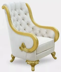 Casa Padrino Luxus Barock Wohnzimmer Sessel Hellgrau / Gold - Handgefertigter Barockstil Sessel - Luxus Wohnzimmer Möbel im Barockstil - Barock Möbel - Edel & Prunkvoll