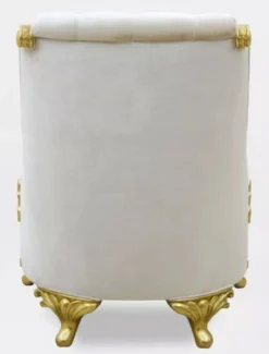 Casa Padrino Luxus Barock Wohnzimmer Sessel Hellgrau / Gold - Handgefertigter Barockstil Sessel - Luxus Wohnzimmer Möbel im Barockstil - Barock Möbel - Edel & Prunkvoll