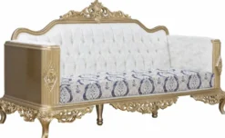 Casa Padrino Luxus Barock Wohnzimmer Set Blau / Weiß / Gold - 2 Sofas & 2 Sessel & 1 Couchtisch - Prunkvolle Barock Möbel - Wohnzimmer Möbel
