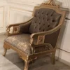 Casa Padrino Luxus Barock Wohnzimmer Sessel Grau / Gold - Handgefertigter Barockstil Sessel - Luxus Wohnzimmer Möbel im Barockstil - Barock Möbel - Edel & Prunkvoll