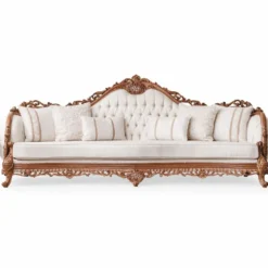 Casa Padrino Luxus Barock Wohnzimmer Sofa Weiß / Braun 295 cm - Barock Möbel
