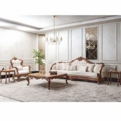 Casa Padrino Luxus Barock Wohnzimmer Sofa Weiß / Braun 295 cm - Barock Möbel