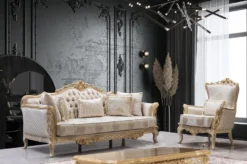 Casa Padrino Luxus Barock Wohnzimmer Sessel Weiß / Antik Gold - Prunkvolle Barock Möbel