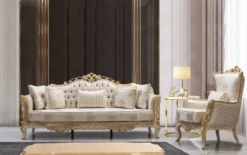 Casa Padrino Luxus Barock Wohnzimmer Sessel Weiß / Antik Gold - Prunkvolle Barock Möbel