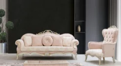 Casa Padrino Luxus Barock Wohnzimmer Sofa mit dekorativen Kissen Rosa / Silber / Gold 230 x 90 x H. 105 cm - Prunkvolle Möbel im Barockstil