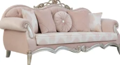 Casa Padrino Luxus Barock Wohnzimmer Sofa mit dekorativen Kissen Rosa / Silber / Gold 230 x 90 x H. 105 cm - Prunkvolle Möbel im Barockstil